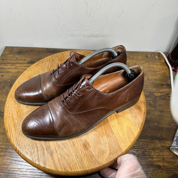 Salvatore Ferragamo Brown Leather Wingtip Oxford Dress Shoes Mens Size 11 D main image 8